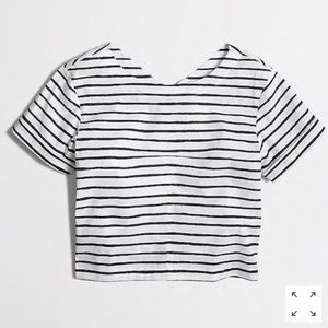J. CREW | Striped Swing Cropped Top Black White